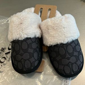 Coach slippers for women. New with tags. Size 9.  Jacquard Black/Coal.